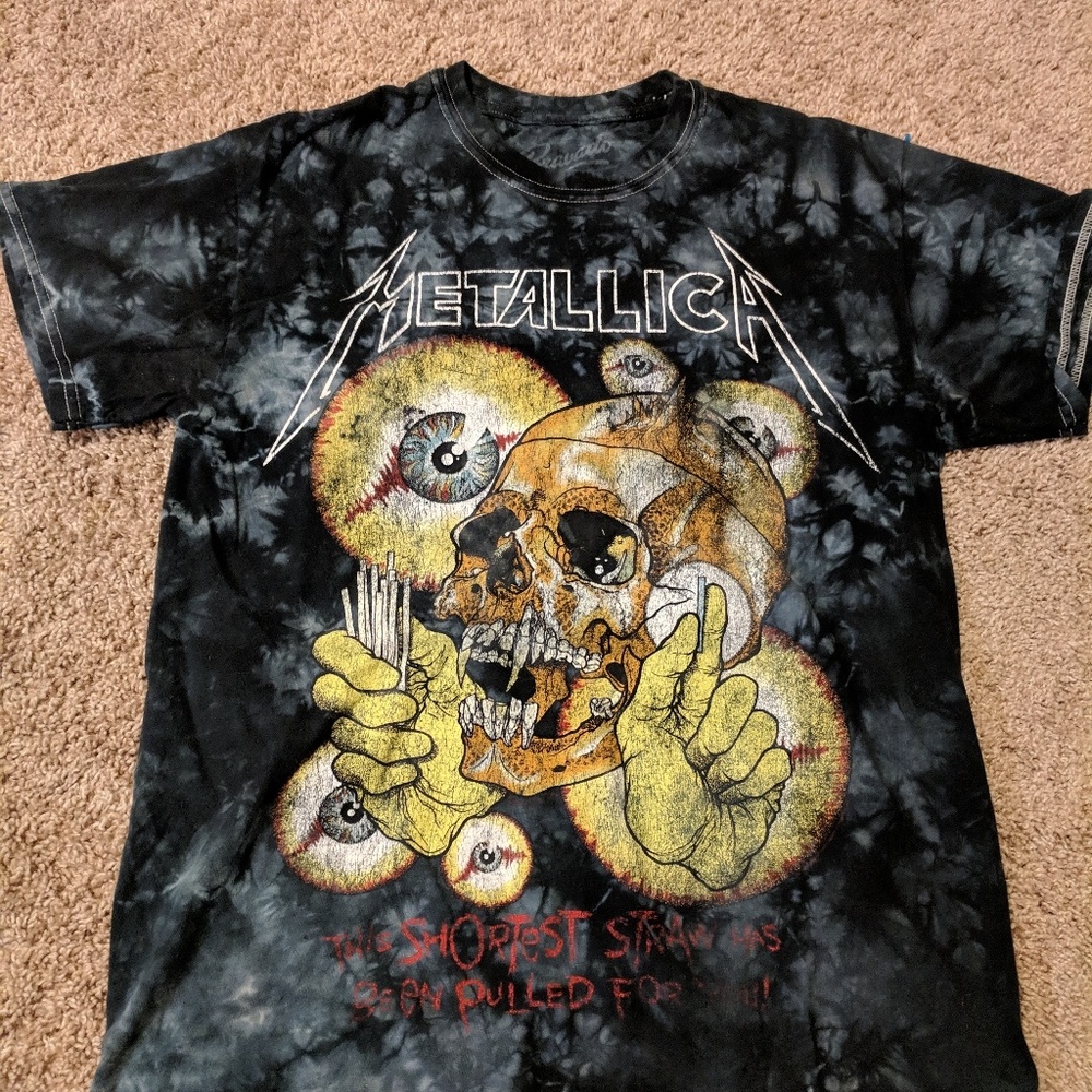 Tye dye Metallica vintage skull band print shirt